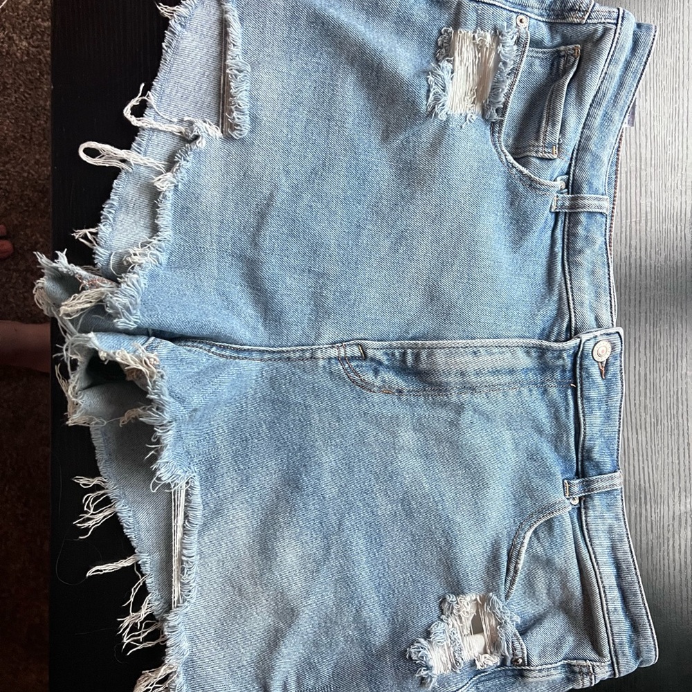 American Eagle Outfitters Frayed Light Blue Jean Shorts